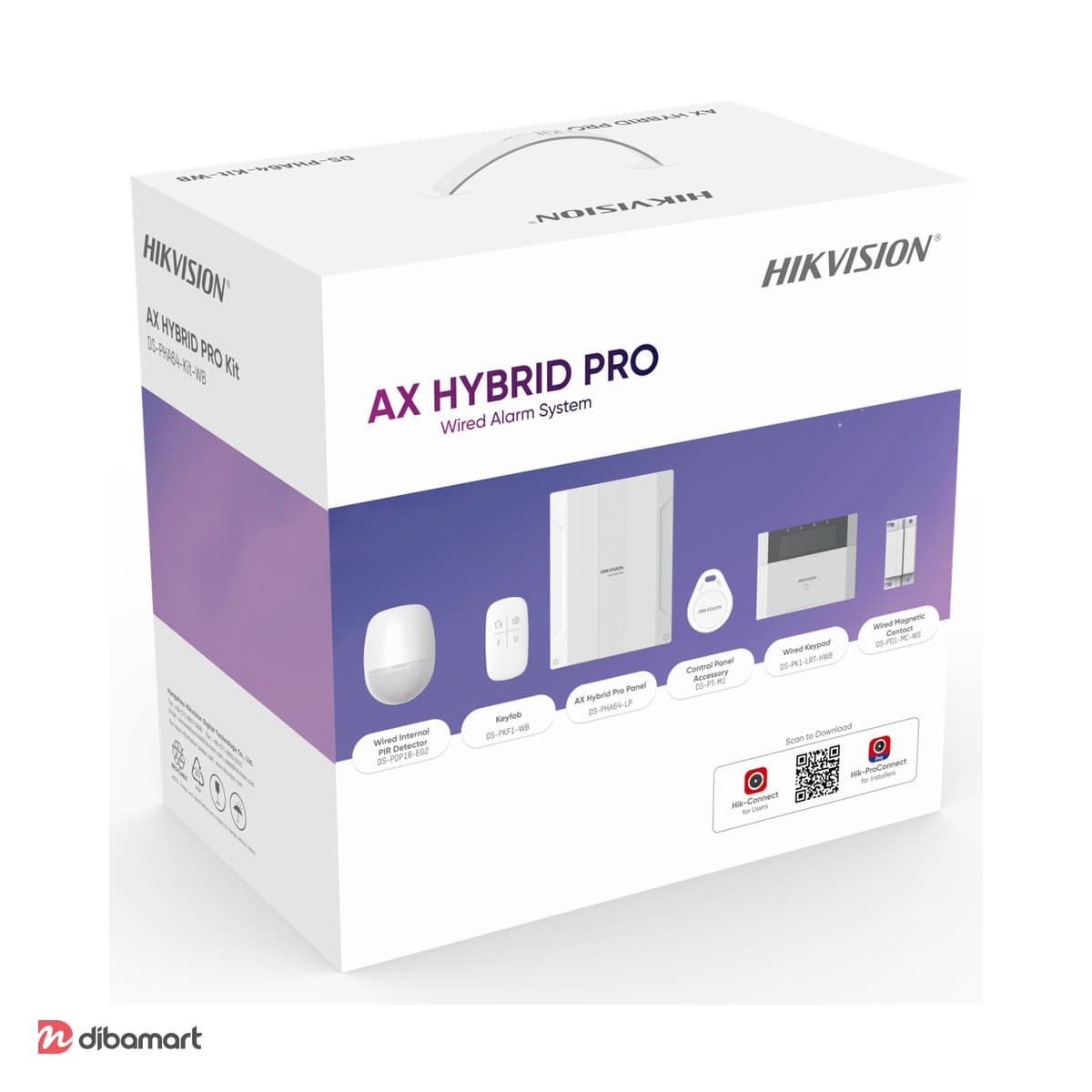 پنل کنترل هیبرید (کیت) دزدگیر هایک‌ویژن DS-PHA64-Kit-WB
